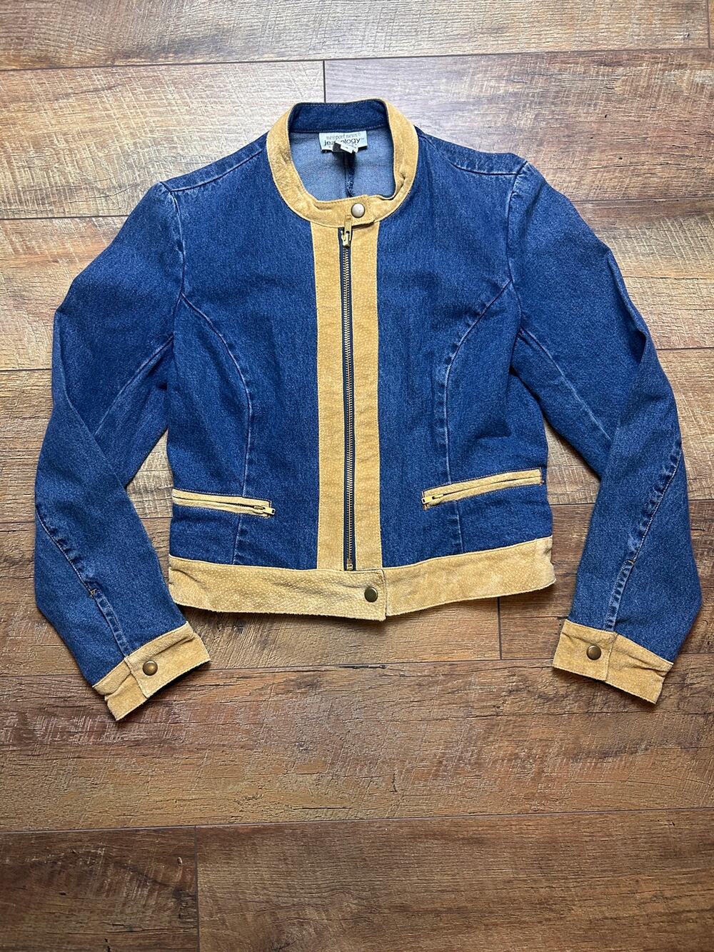 Newport News Jeanology Denim Suede Western Jacket Size 4 90s Y2K